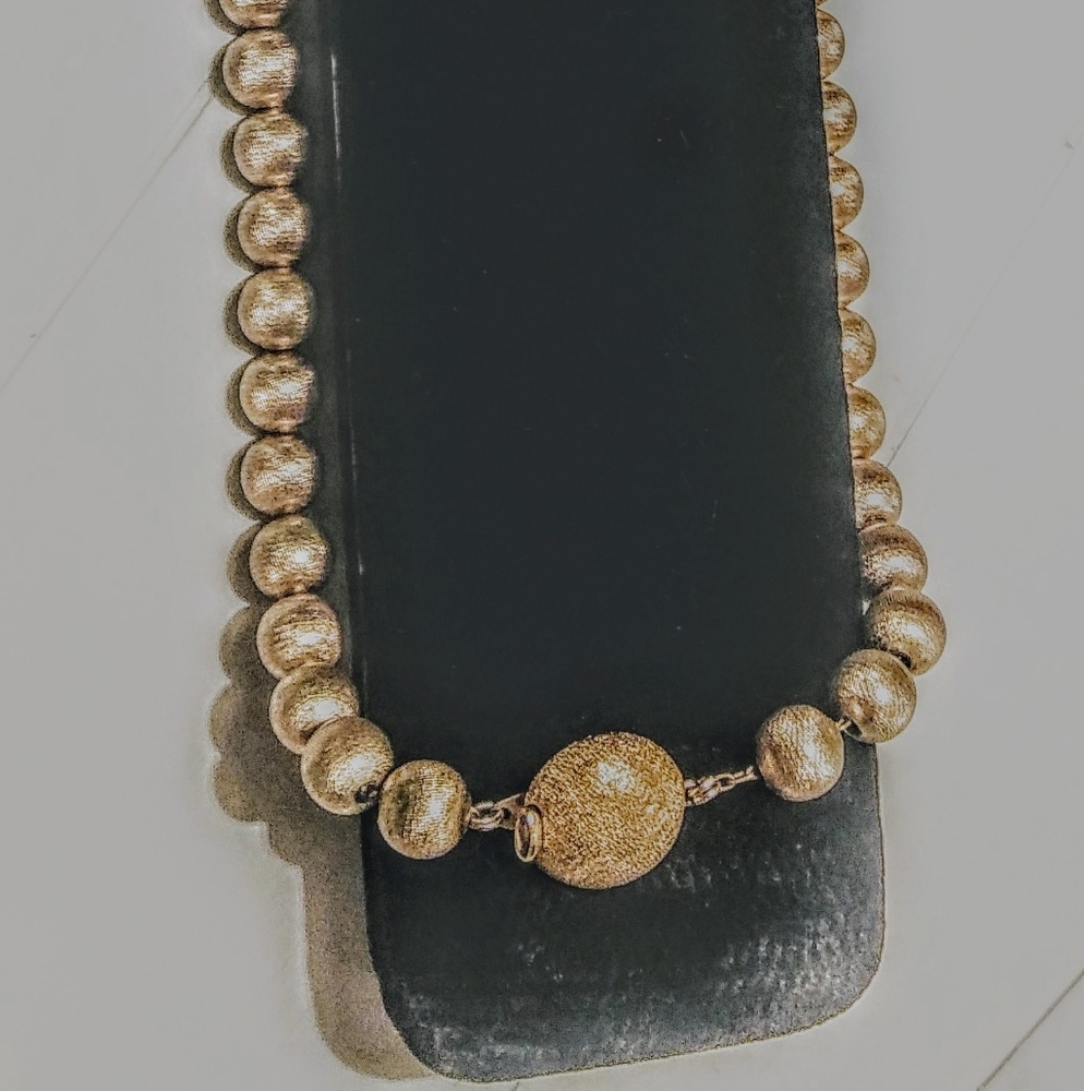 Monet Gold Tone Bead Necklace . Mint. Stunning